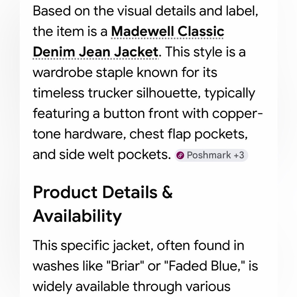 Madewell Denim Classic style jacket. Washed look with copper buttons. Small. - Picture 15 of 15